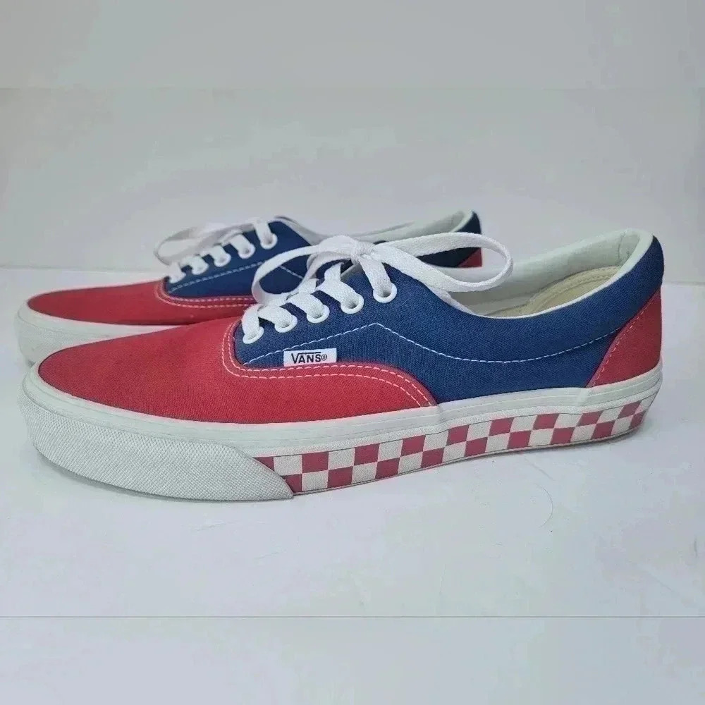 Vans New Era Red, White & Blue Men's Checkerboard Shoes Size 10